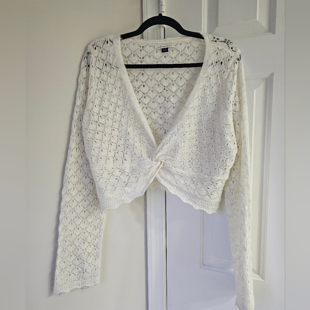 NWOT American Eagle Outfitters Openwork Twist-Front Knit Lace Women’s Cardigan